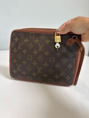 Louis Vuitton Monogram Vintage Clutch Compiegne Style Pouch w Lock & Key